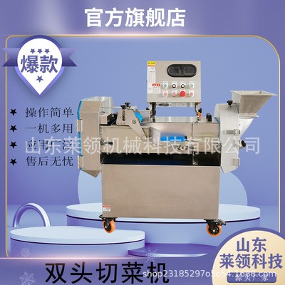 廳食堂瓜果蔬菜切菜設(shè)備 多功能根莖類雙頭切菜機 葉菜類切段設(shè)備