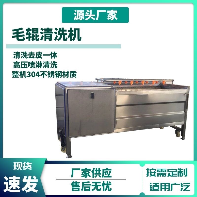 毛輥清洗機(jī)全自動(dòng)土豆紅薯清洗去皮機(jī)蘿卜馬蹄清洗設(shè)備毛刷清洗機(jī)