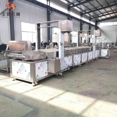 全自動(dòng)沙琪瑪鍋巴生產(chǎn)線魚(yú)豆腐油炸生產(chǎn)線肉類丸子油炸流水線