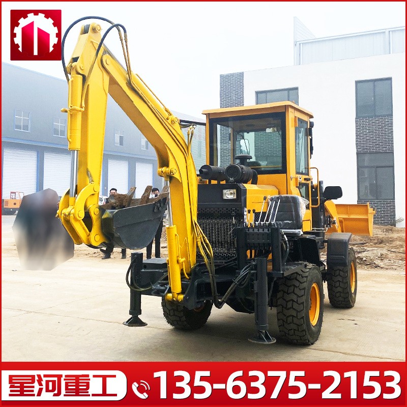 農(nóng)用兩頭忙機(jī)械挖掘裝載一體機(jī)鏟車 推土機(jī)加裝挖臂廠家