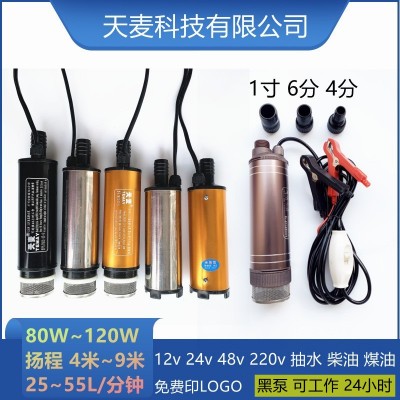 天麥抽水泵48v加油泵直流24v電動抽油泵220v抽水機12v小型潛水泵