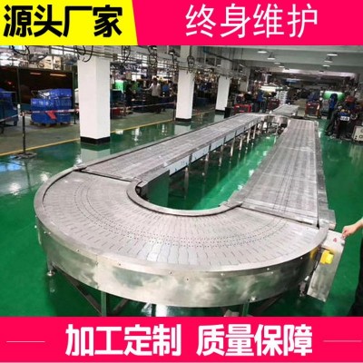 廠家貨源不銹鋼碳鋼鏈板輸送線 轉(zhuǎn)彎鏈板輸送帶 重型鏈板輸送機