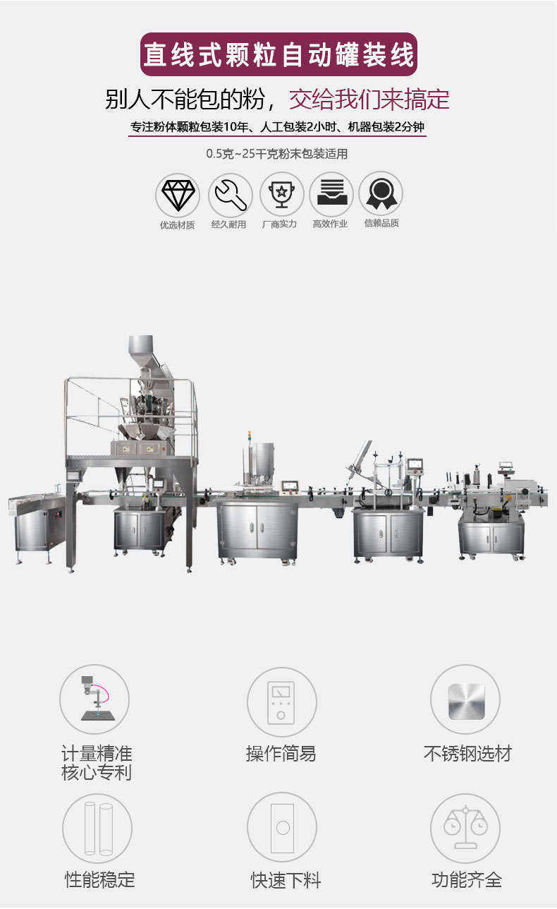 直線式顆粒自動(dòng)罐裝線