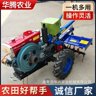 水田鐵輪農(nóng)用拖拉機(jī) 電啟動(dòng)手扶車(chē)帶打田機(jī) 15馬力手扶旋耕機(jī)