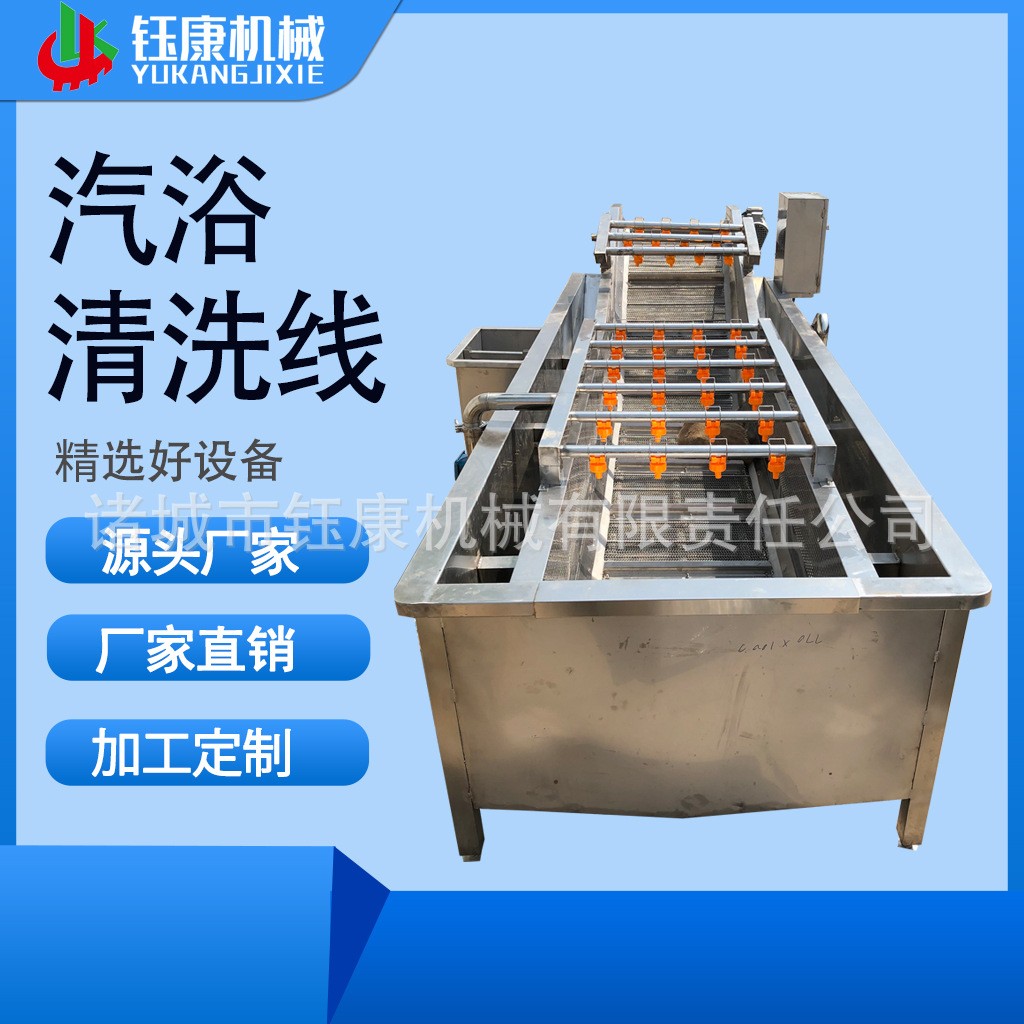 果蔬汽浴清洗線 800型中央廚房蔬菜清洗流水線 清洗漂燙切菜瀝水