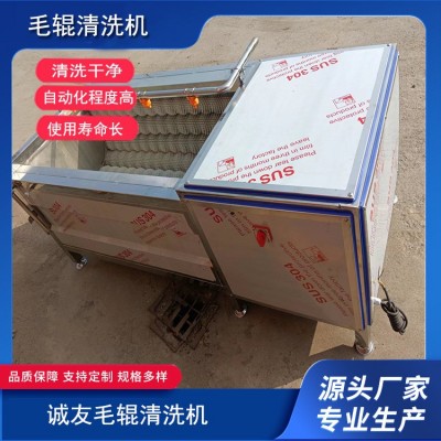 不銹鋼全自動(dòng)毛輥清洗機(jī) 蘿卜紅薯生姜去皮去泥清洗設(shè)備
