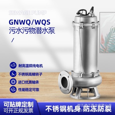 工廠定制304 316 316L 全不銹鋼排污泵切割潛水泵污水污物排污泵
