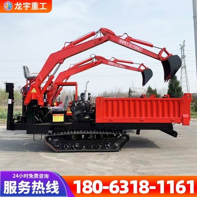 山區(qū)沼澤用橡膠履帶四不像隨車挖 6噸多功能全地形自卸履帶運輸車