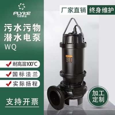 飛克定制四級排污泵工業(yè)高揚程排澇排污潛水泵養(yǎng)殖大流量污水處理