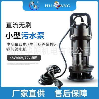 電瓶車(chē)直流無(wú)刷污水泵48V-72V電動(dòng)車(chē)抽水機(jī) 高揚(yáng)程潛水泵澆花澆菜