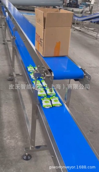雙層藍色/綠色皮帶輸送機 食品式自動化分揀傳送帶 平型輸送線