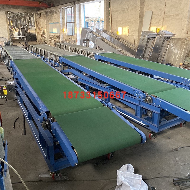 紙箱裝車皮帶機(jī)動(dòng)力伸縮滾筒線裝卸車輸送機(jī)塑筐移動(dòng)卸貨傳送帶