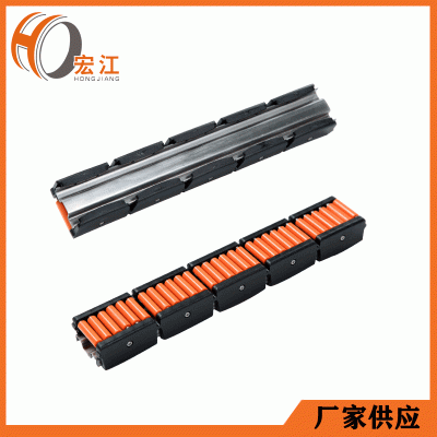 奶粉罐裝輸送設(shè)備廠供應(yīng)輸送機配件 橙色滾珠POM護欄配弓型鋼