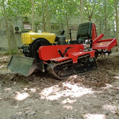 果園柴油農(nóng)用微耕機大棚苗圃座駕式旋耕機水旱兩用履帶式微耕機