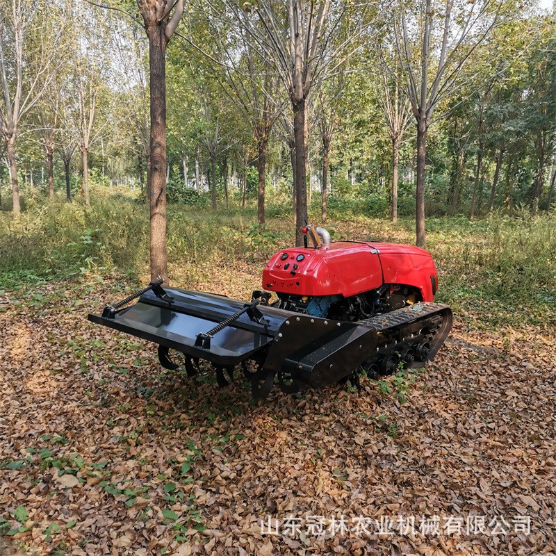 果園自走式履帶微耕機遙控智能農(nóng)用松土機36馬力大棚小型耕地機