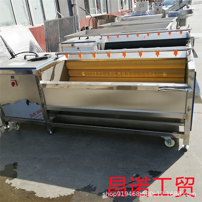 南瓜土豆?jié)L動式毛輥清洗機 甘蔗去泥沙去灰塵清洗設備 昌諾工貿(mào)
