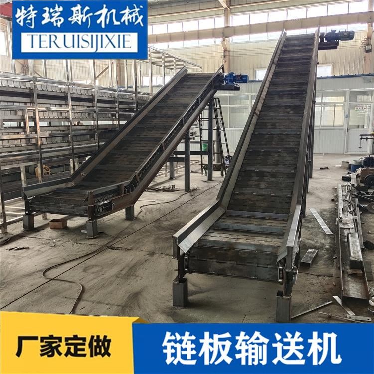 廢料載重上料爬坡鏈板輸送機(jī) 碳鋼鏈板提升機(jī) 特瑞斯設(shè)計定做