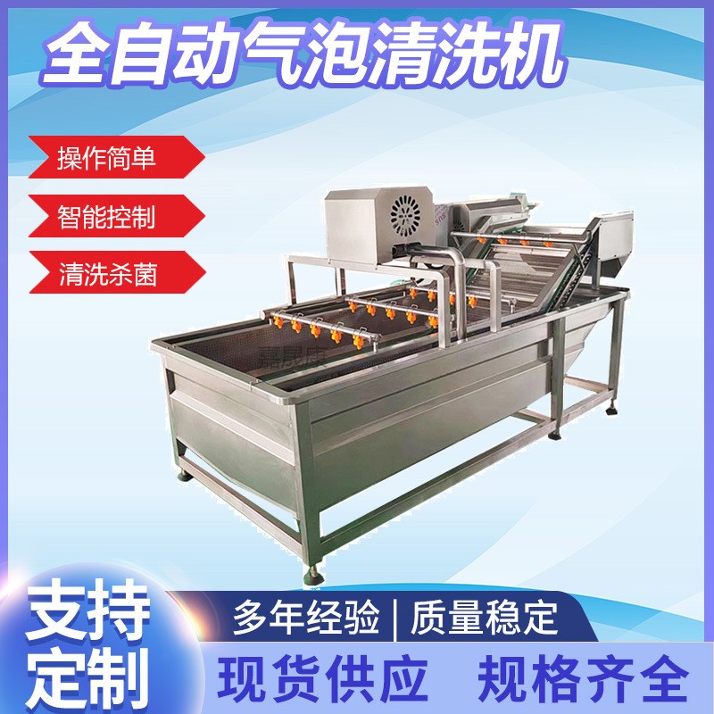 全自動果蔬鼓泡式清洗機不銹鋼預制菜清洗設備蘋果大姜氣泡清洗機