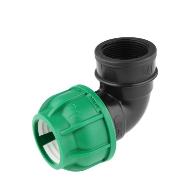 pe盤管滴灌管承插快接管件螺紋內(nèi)絲90度直彎頭家庭園藝手動連接件