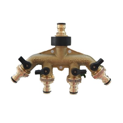 銅家用四通閥門分水控制器分流器澆花一分四奶嘴接頭園藝灌溉