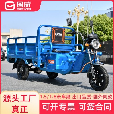 國(guó)威三輪車電動(dòng)三輪車?yán)夏耆死浖矣秒娖寇囖r(nóng)用電三輪帶棚三蹦子 1輛